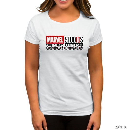 Marvel Studios 10 Year Beyaz Kadın Tişört