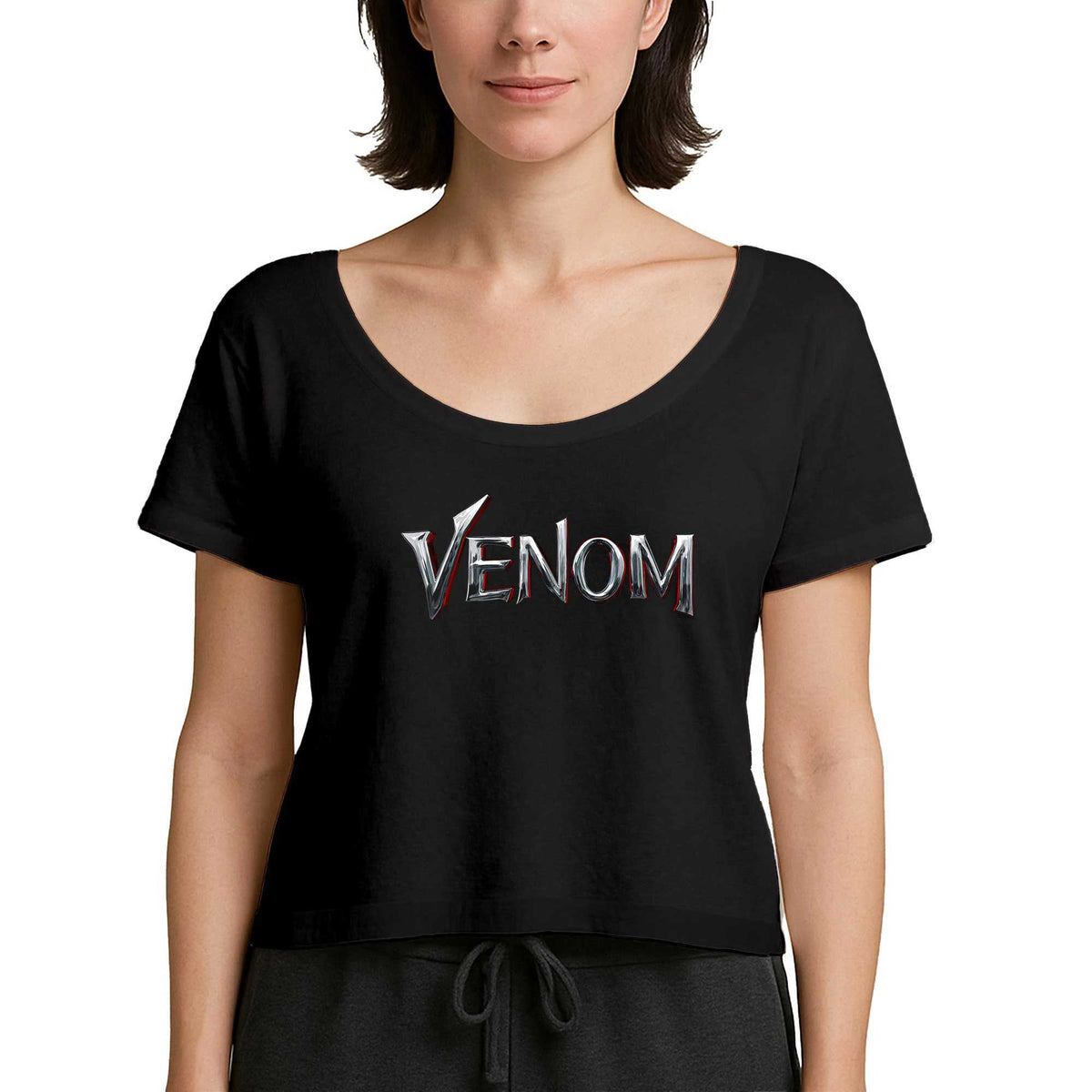 Venom Logo Siyah Kadın Tişört