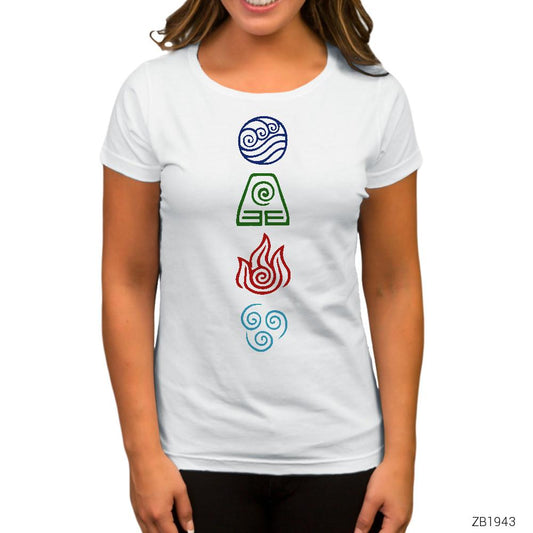 Avatar Four Elements Beyaz Kadın Tişört