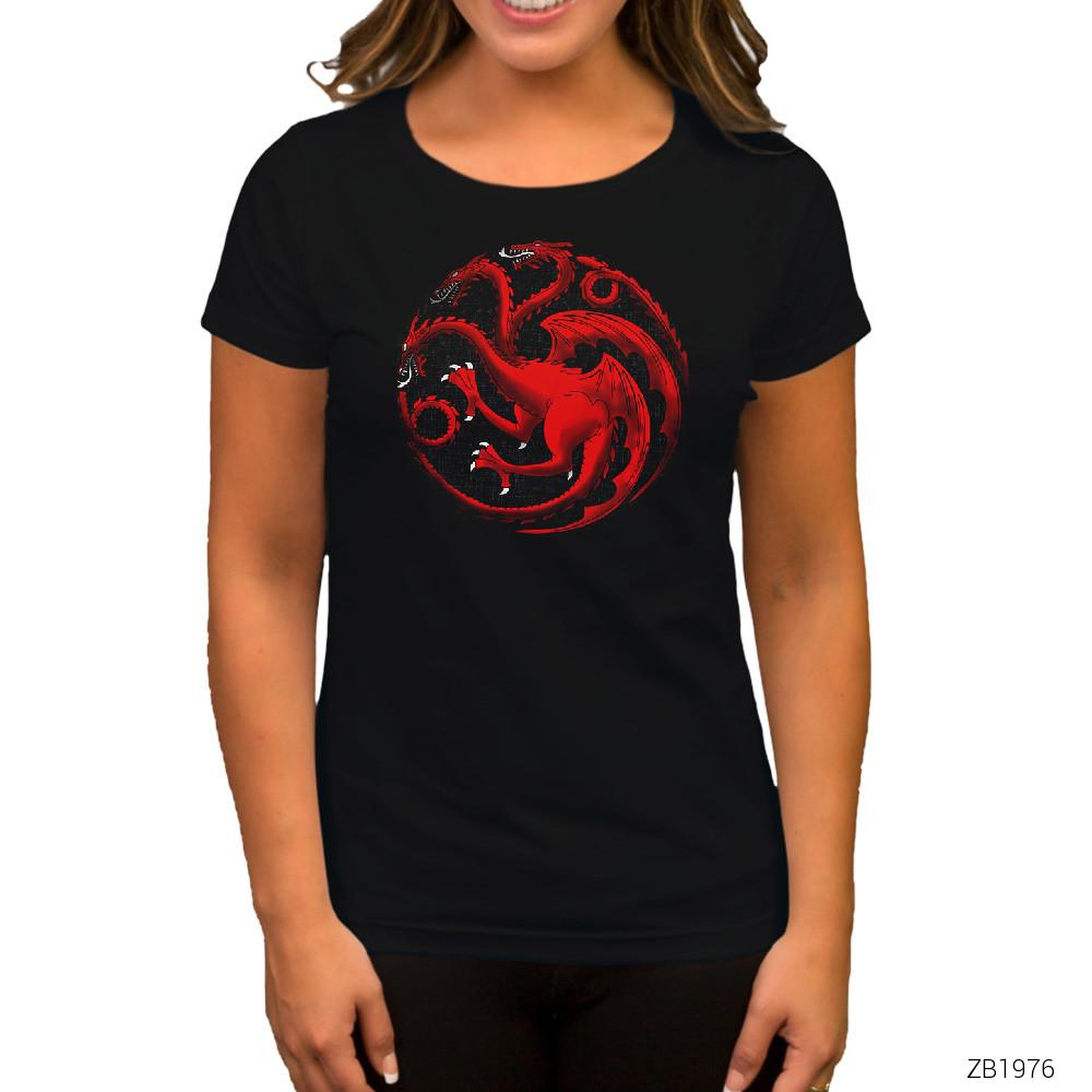 Game of Thrones Targaryen Sigil Siyah Kadın Tişört