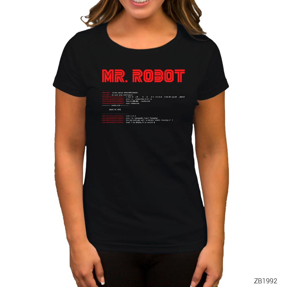 Mr Robot Console Siyah Kadın Tişört