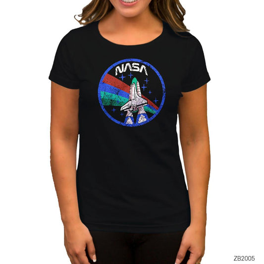 Nasa Vintage Logo Siyah Kadın Tişört