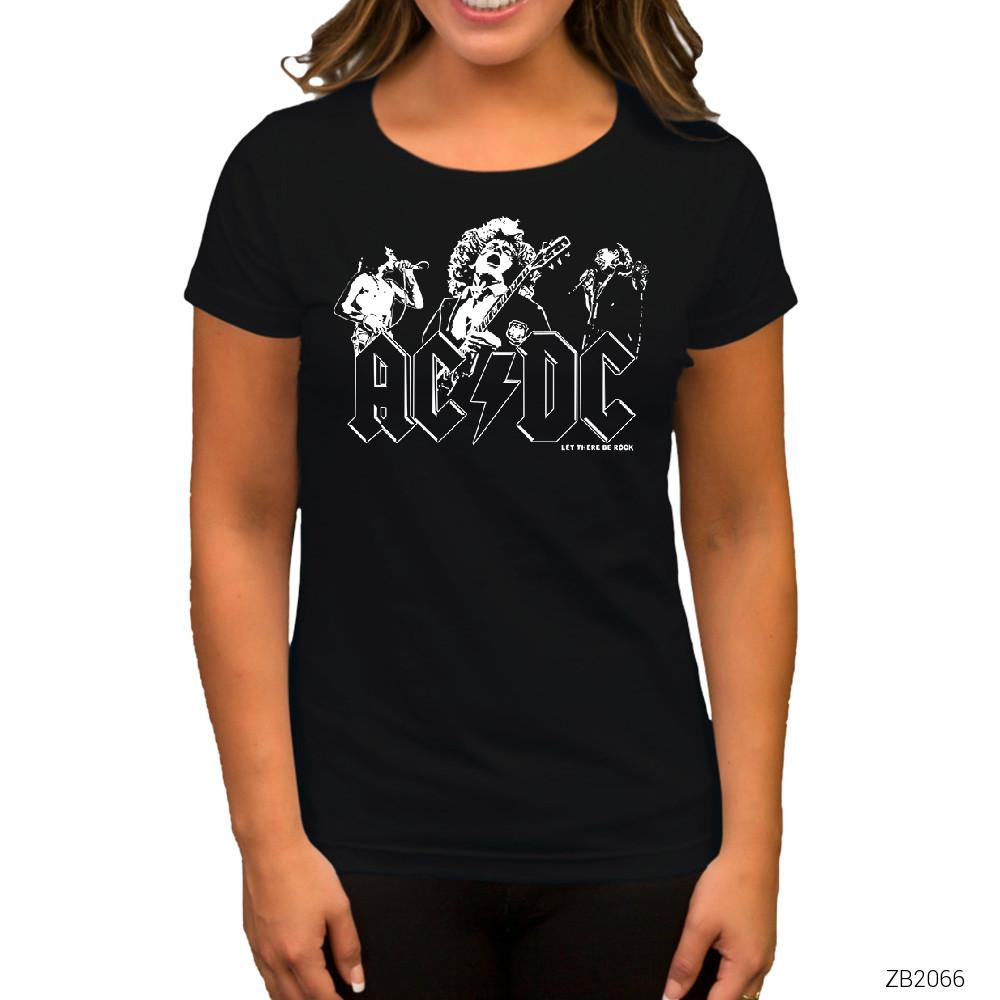 AC DC Let There Be Rock Siyah Kadın Tişört