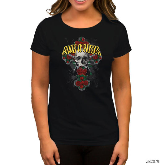 Guns N Roses Skull Siyah Kadın Tişört