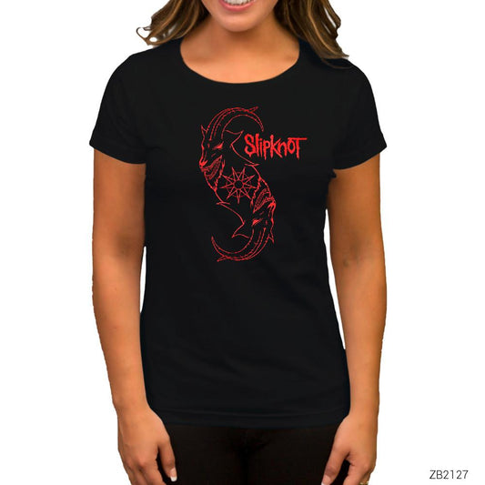 Slipknot Goat Logo Siyah Kadın Tişört