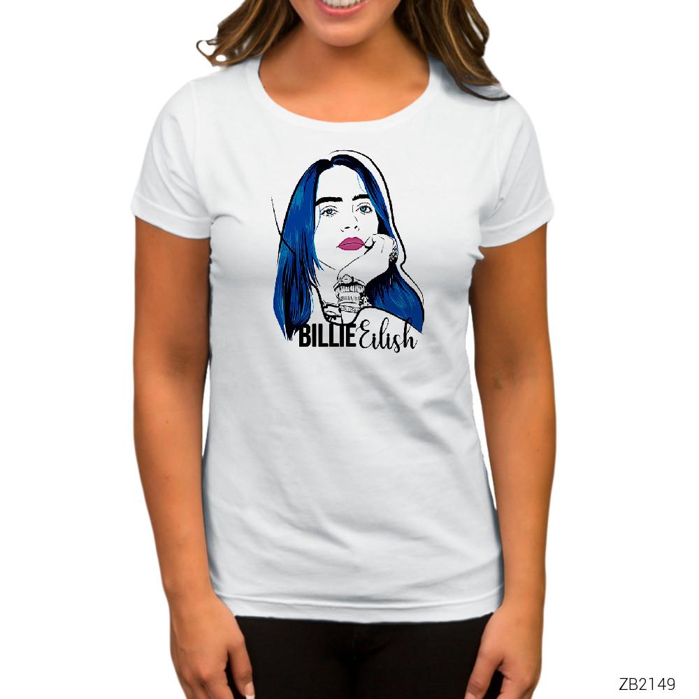 Billie Eilish Portre Beyaz Kadın Tişört