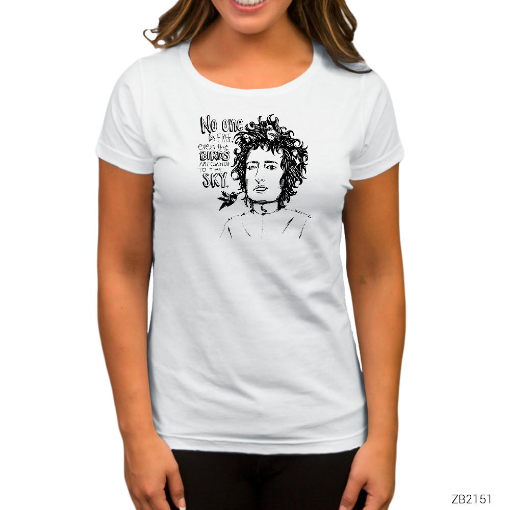 Bob Dylan Birds Beyaz Kadın Tişört