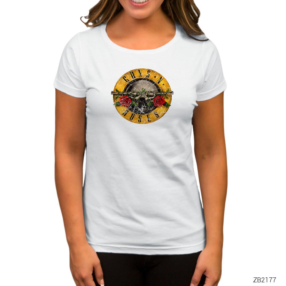 Guns N Roses Damaged Beyaz Kadın Tişört