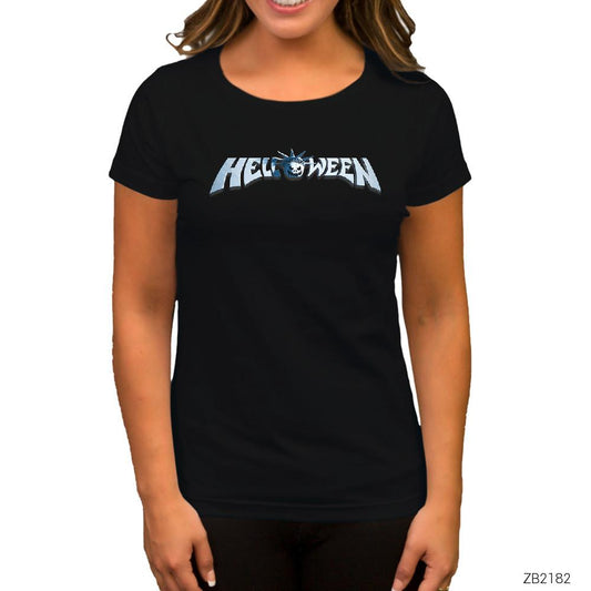 Helloween Logo Crazy Pumpkin Siyah Kadın Tişört