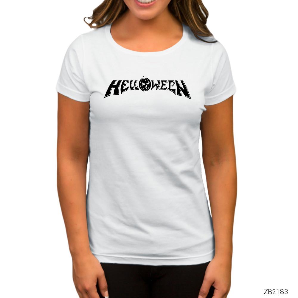 Helloween Logo Flat Beyaz Kadın Tişört