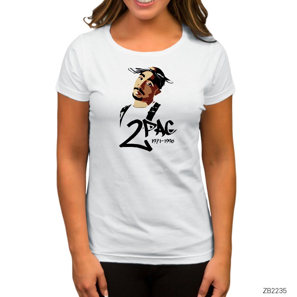 Tupac Shakur Drawing Beyaz Kadın Tişört