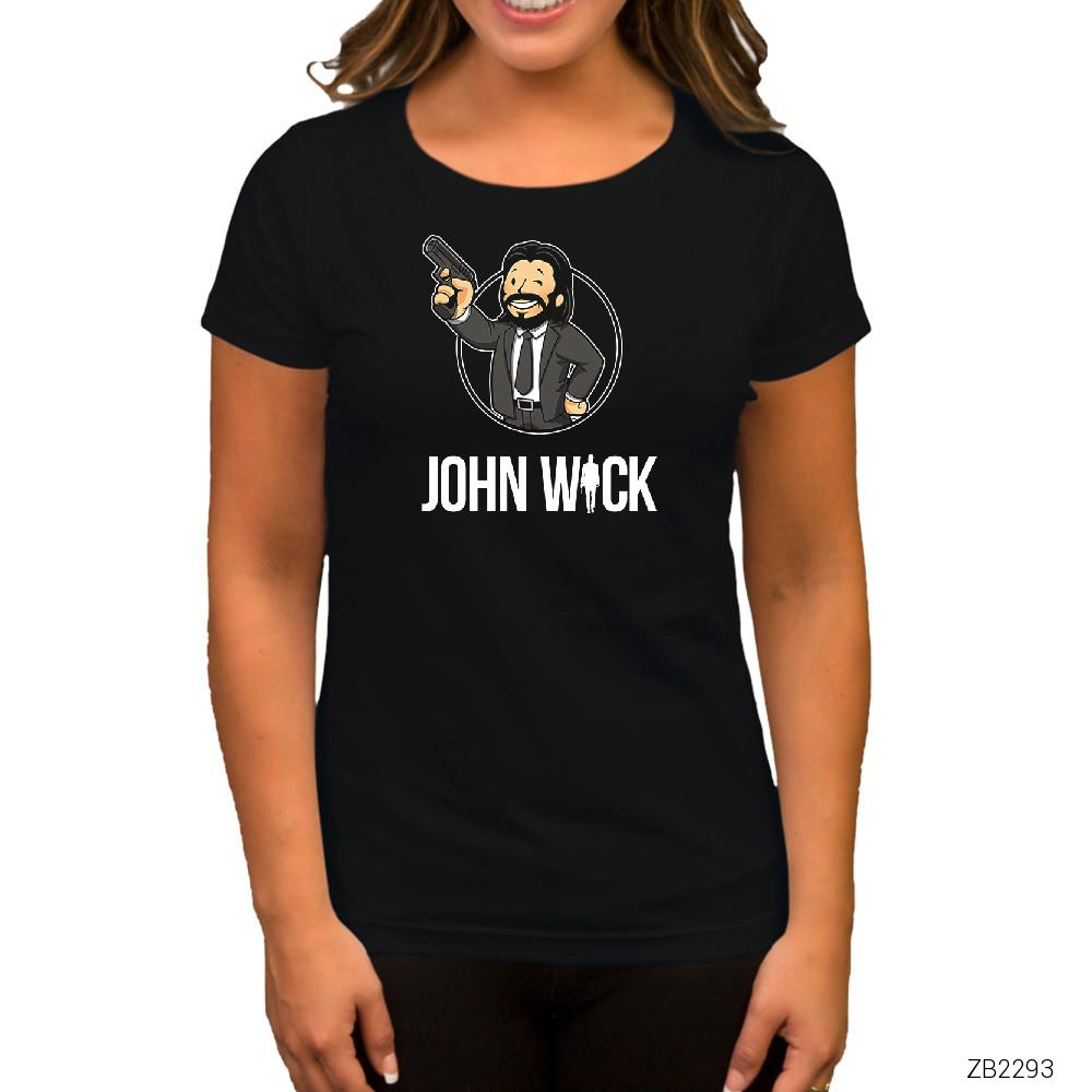 John wick Cartoon Siyah Kadın Tişört