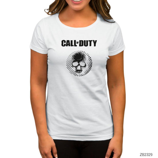 Call of Duty Skull Beyaz Kadın Tişört