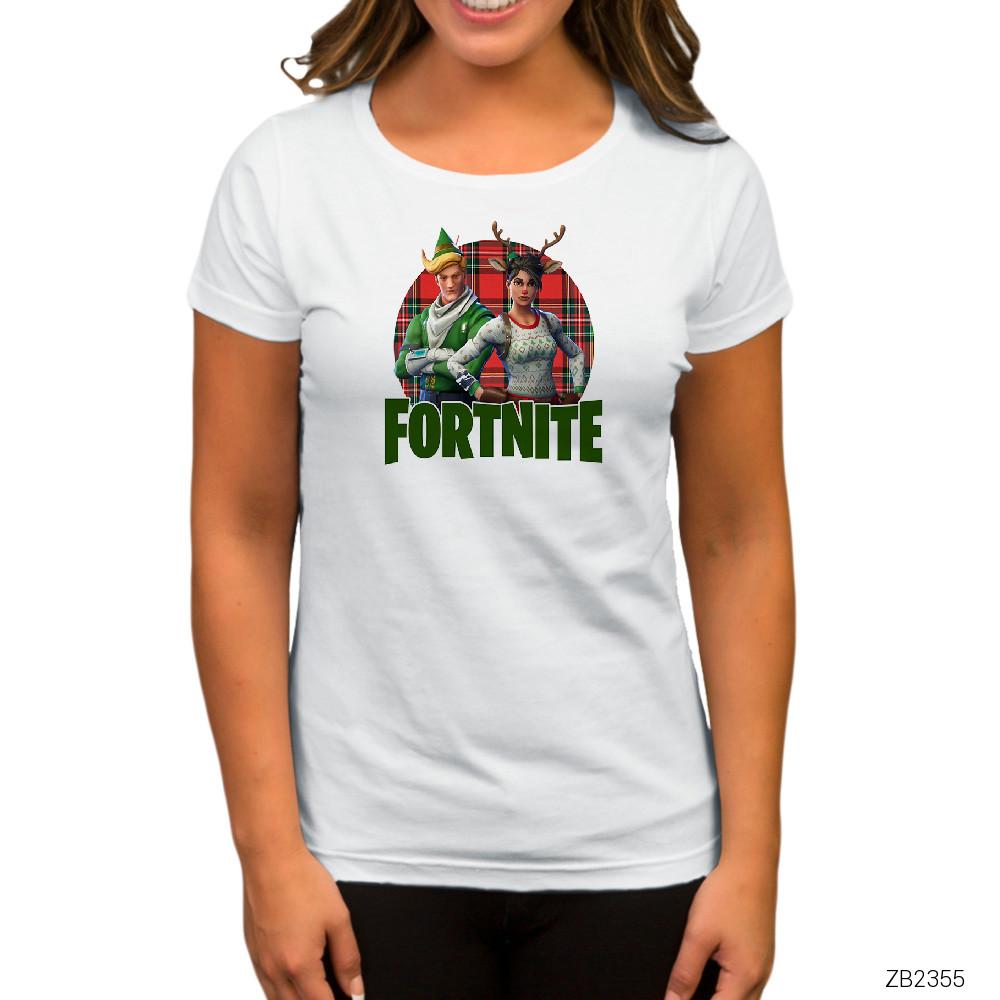 Fortnite X-mas Skin Logo Beyaz Kadın Tişört