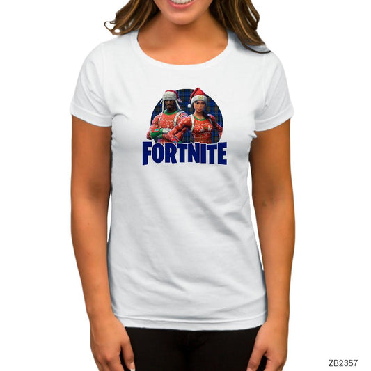 Fortnite X-mas Skin Logo 3 Beyaz Kadın Tişört