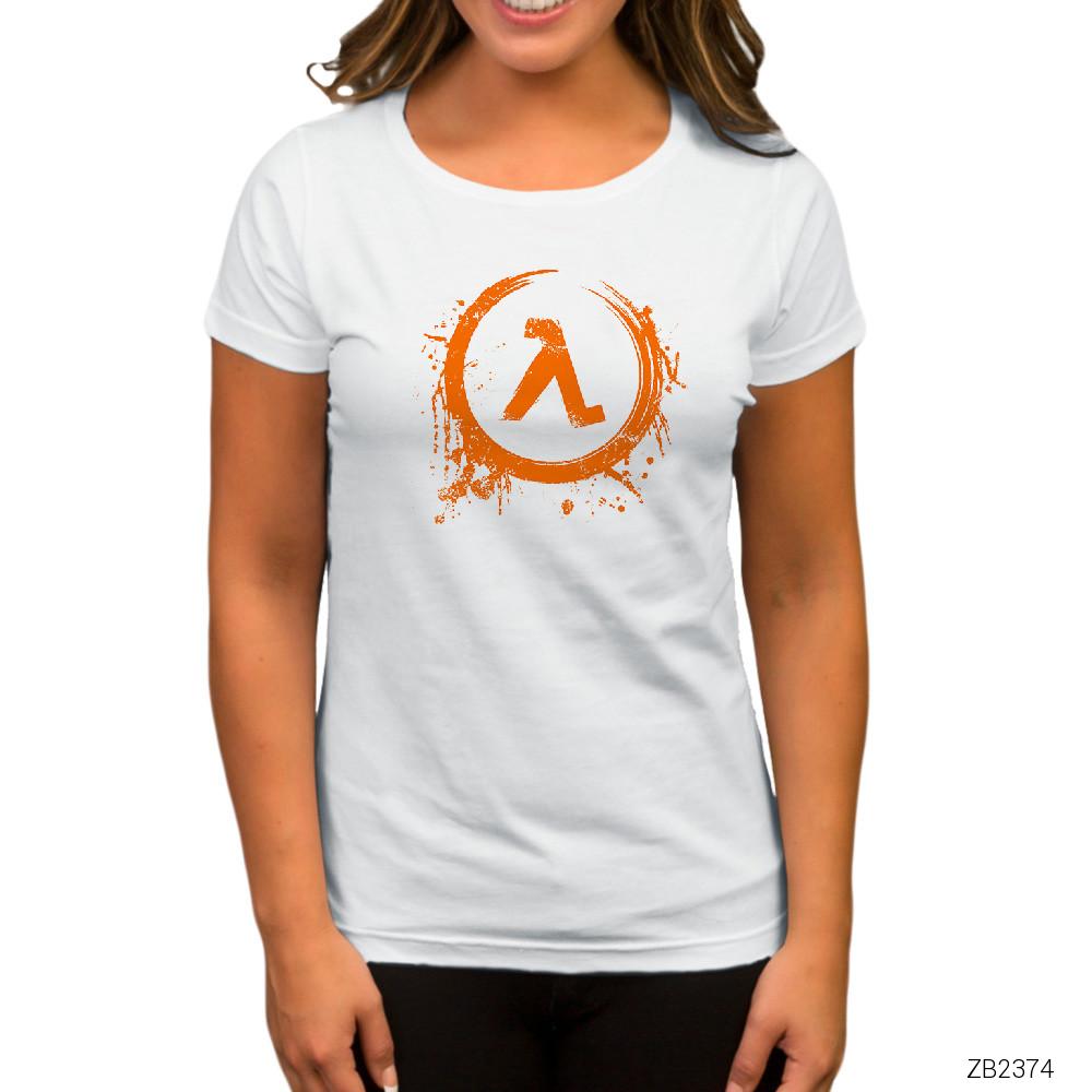 Half Life Logo Splash Beyaz Kadın Tişört