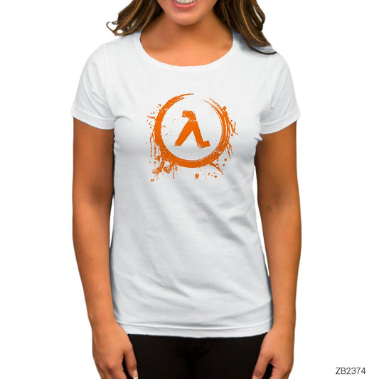 Half Life Logo Splash Beyaz Kadın Tişört