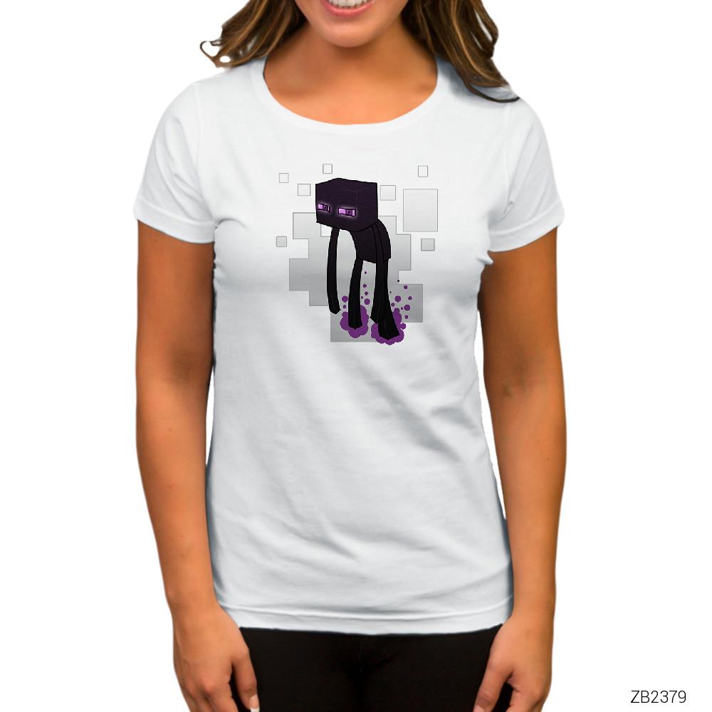 Minecraft Enderman Beyaz Kadın Tişört