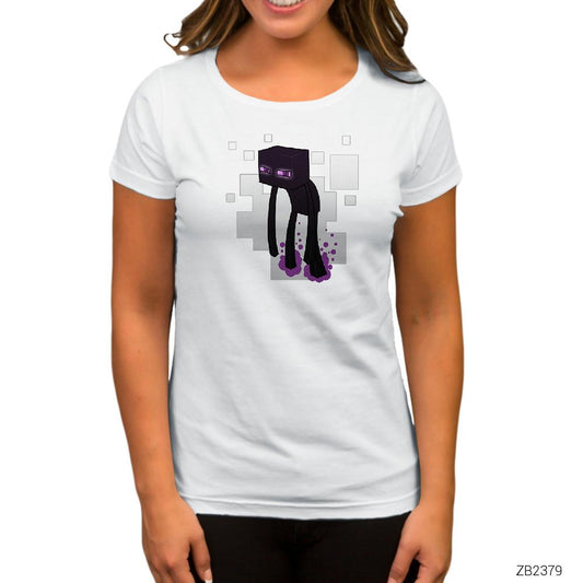 Minecraft Enderman Beyaz Kadın Tişört