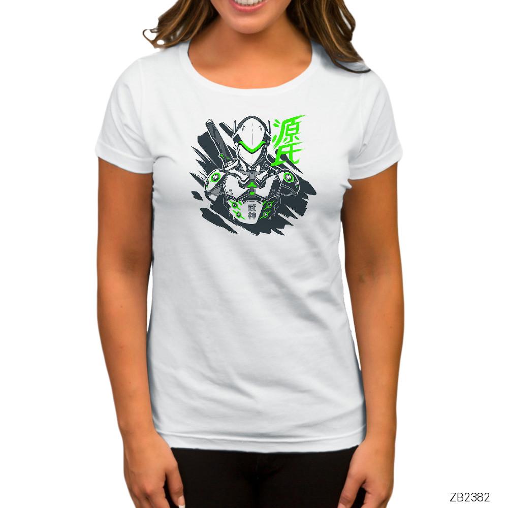 Overwatch Genji Beyaz Kadın Tişört