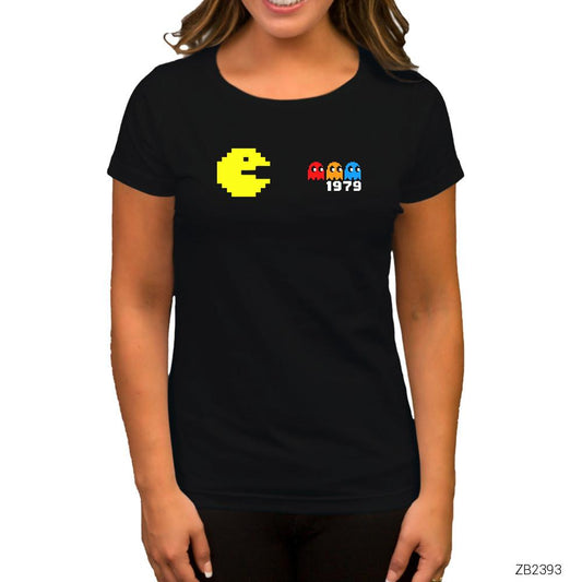 Pac-man Pixel Siyah Kadın Tişört