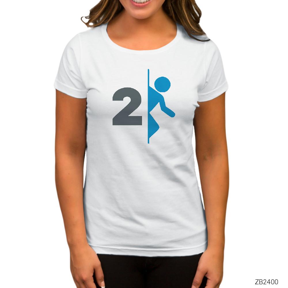Portal 2 Logo Beyaz Kadın Tişört