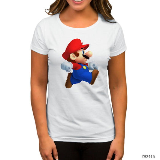 Super Mario Beyaz Kadın Tişört