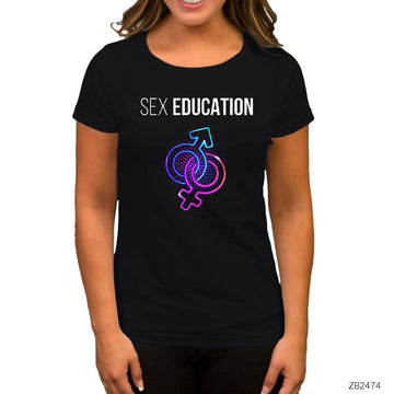 Sex Education Male and Female Siyah Kadın Tişört