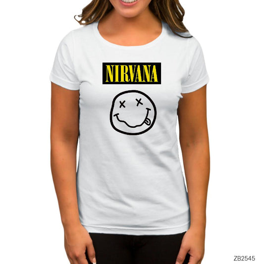 Nirvana Smile Beyaz Kadın Tişört