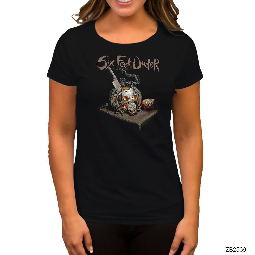 Six Feet Under Skull Knife Siyah Kadın Tişört