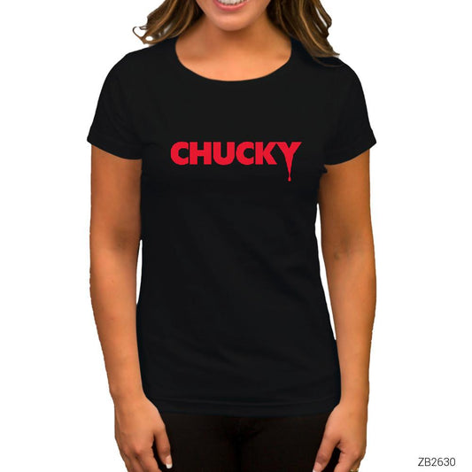 Chucky Logo Siyah Kadın Tişört