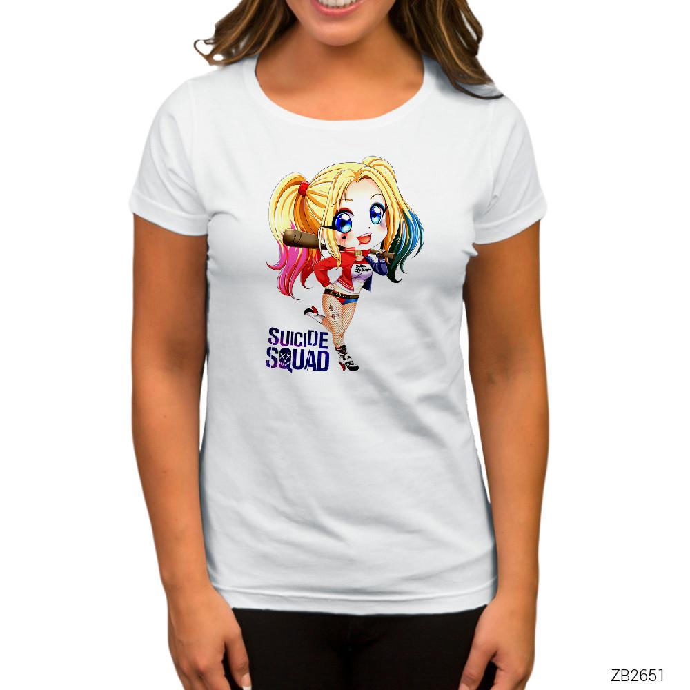 Harley Quuin Cartoon Beyaz Kadın Tişört