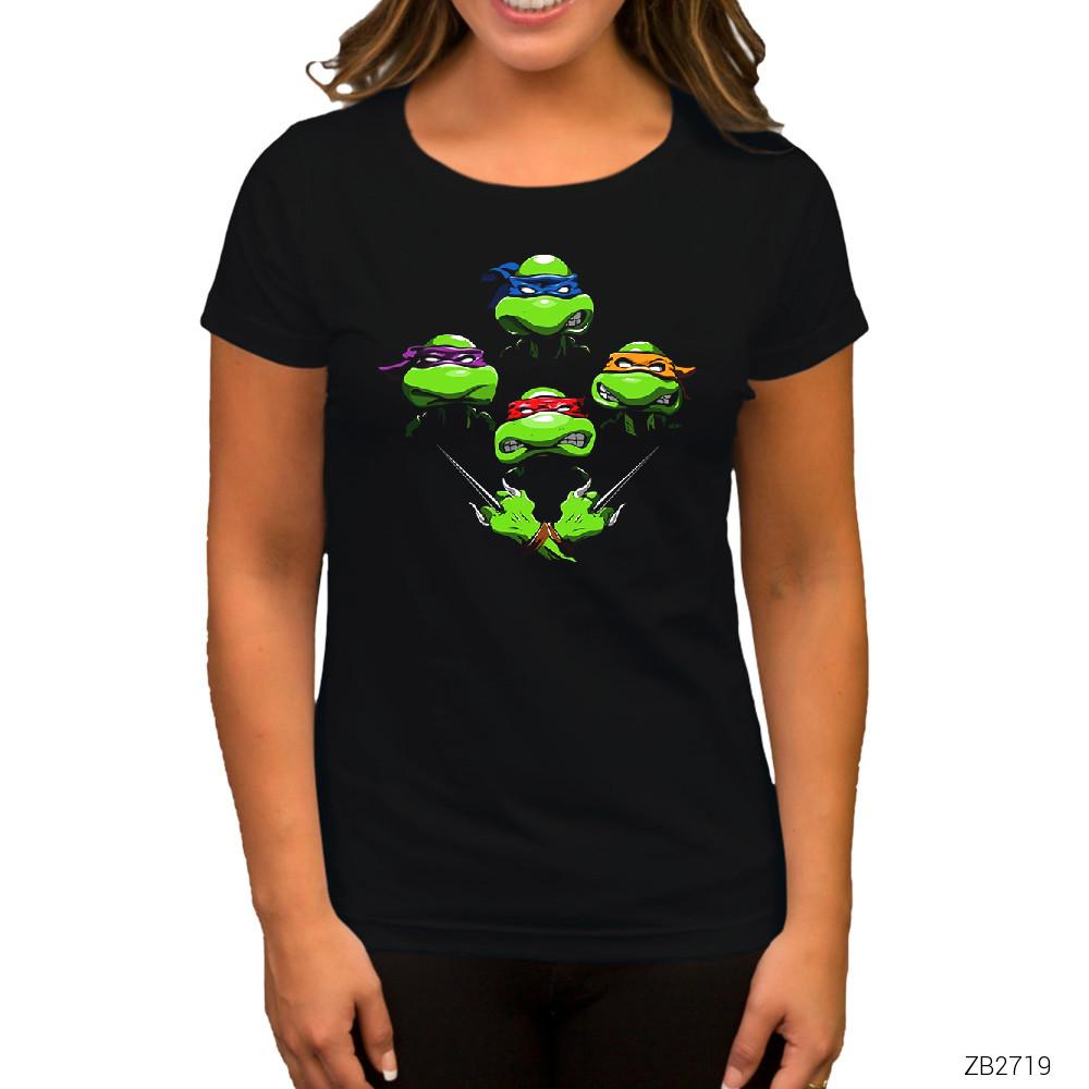 Ninja Turtles Face Siyah Kadın Tişört