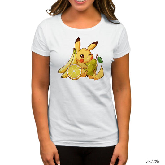 Pikachu Fruit Beyaz Kadın Tişört
