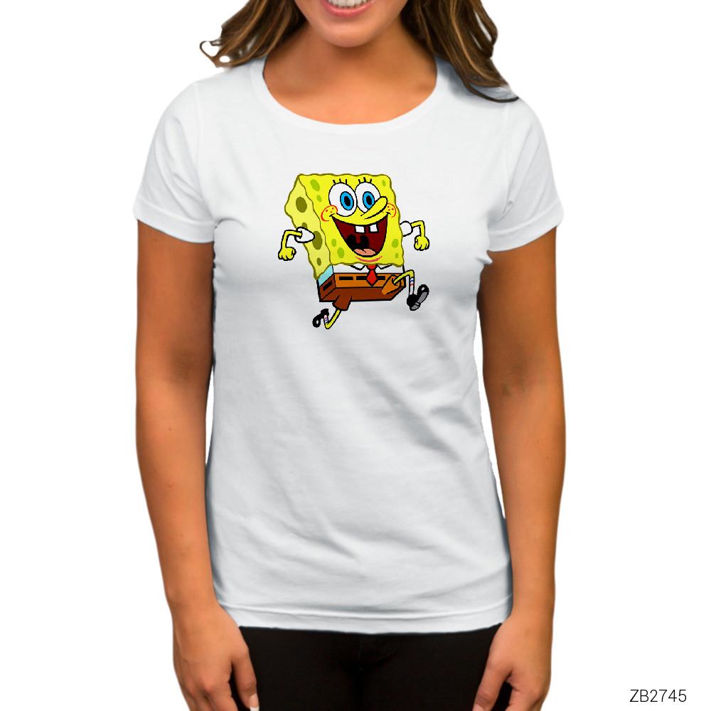 Spongebob Happy Beyaz Kadın Tişört