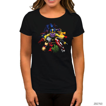 Thanos And Enemies Siyah Kadın Tişört
