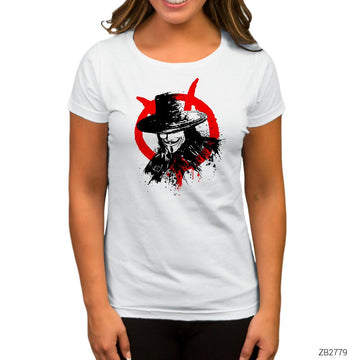 V for Vendetta Face Beyaz Kadın Tişört