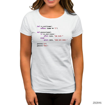 Python Language Beyaz Kadın Tişört