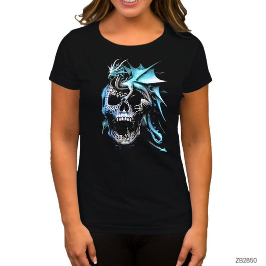 Skull and Drake Siyah Kadın Tişört