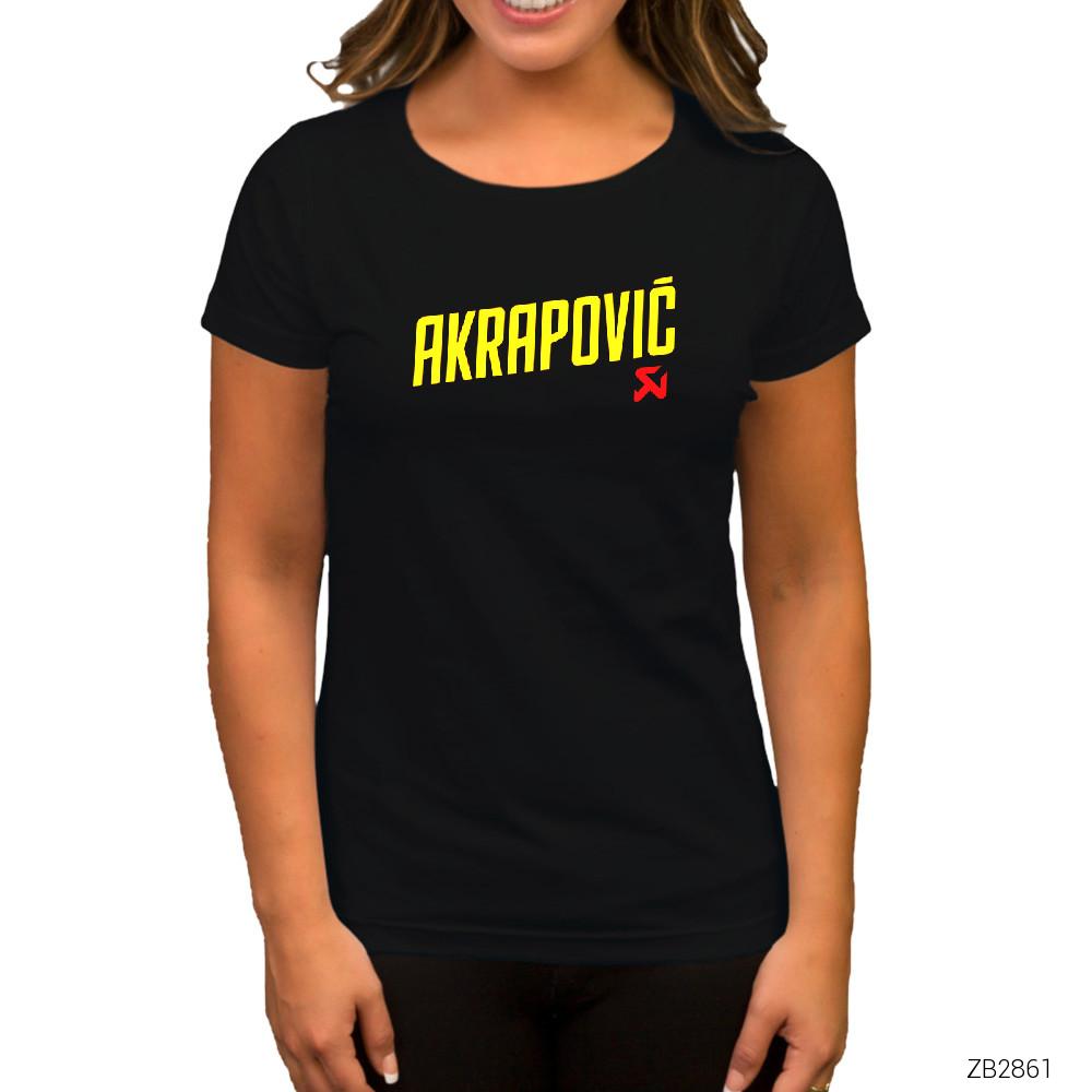 Akrapovic Logo Siyah Kadın Tişört