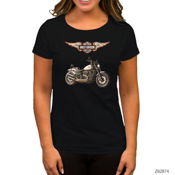 Harley Davidson Fat Bob Siyah Kadın Tişört