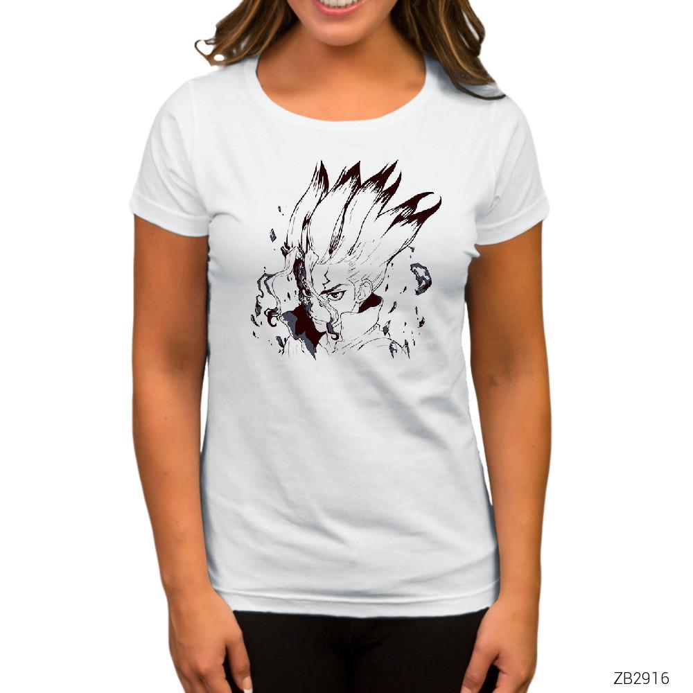 Dr. Stone Face Beyaz Kadın Tişört