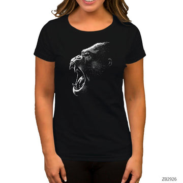 King Kong Face Siyah Kadın Tişört