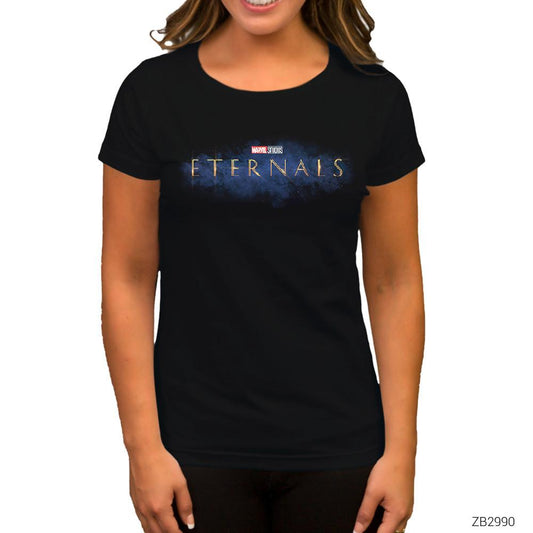 Eternals Logo Splash Siyah Kadın Tişört