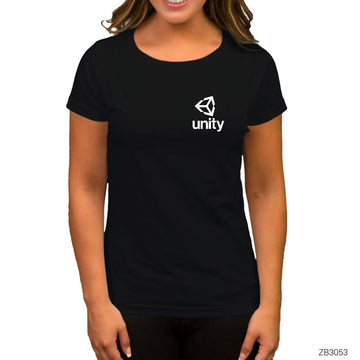 Unity Logo Siyah Kadın Tişört