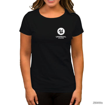 Unreal Engine Logo Siyah Kadın Tişört