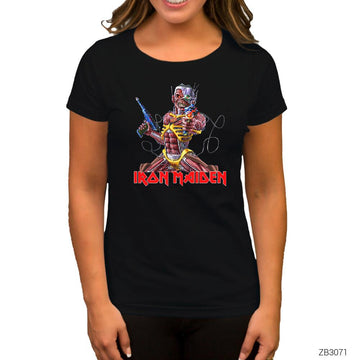Iron Maiden in the War Siyah Kadın Tişört