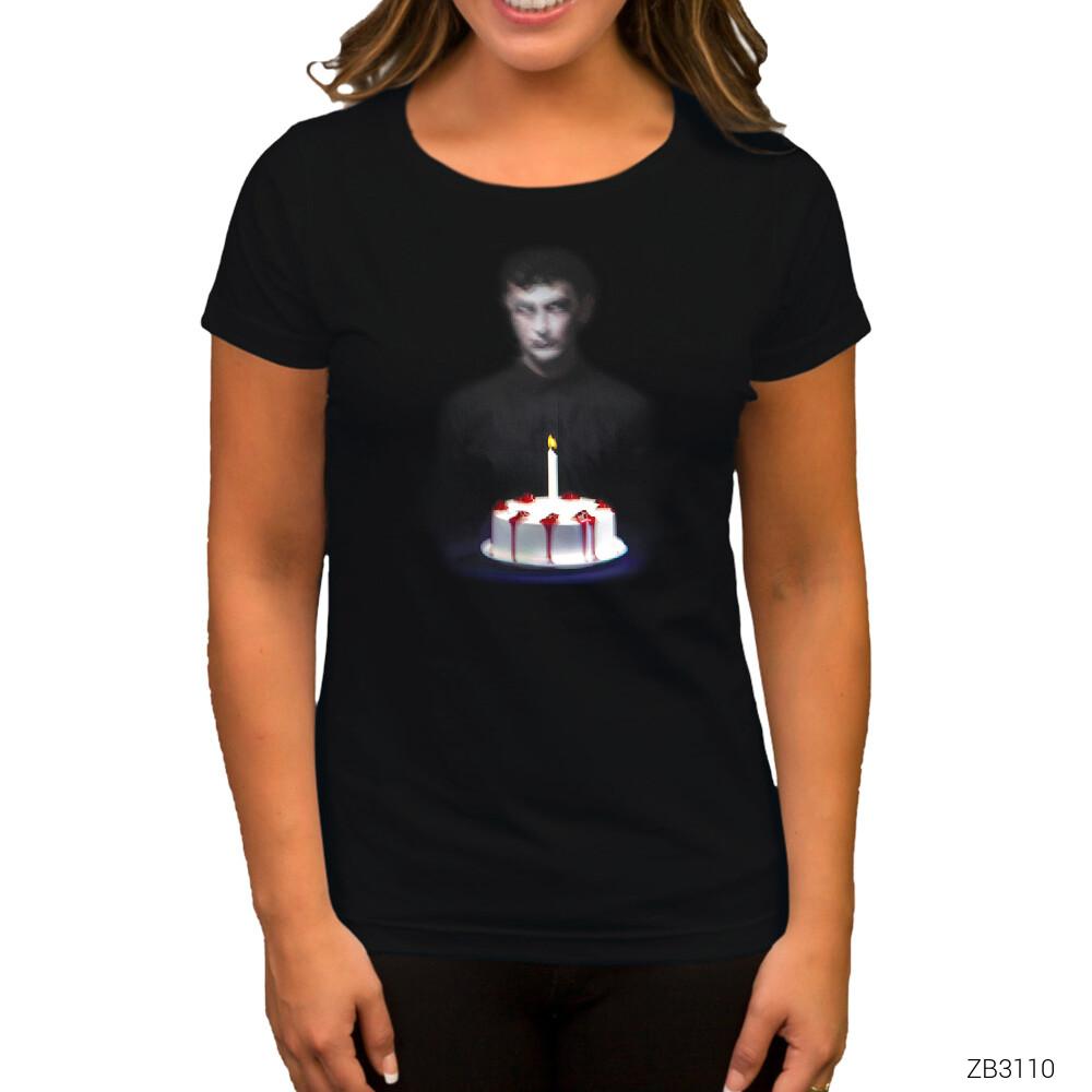 Jakuzi Hata Payı Siyah Kadın Tişört