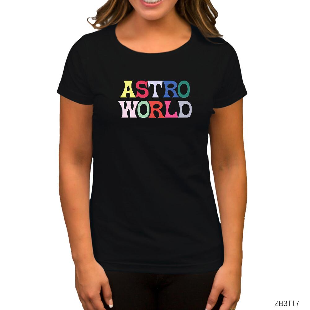 Travis Scott Astroworld 2 Siyah Kadın Tişört