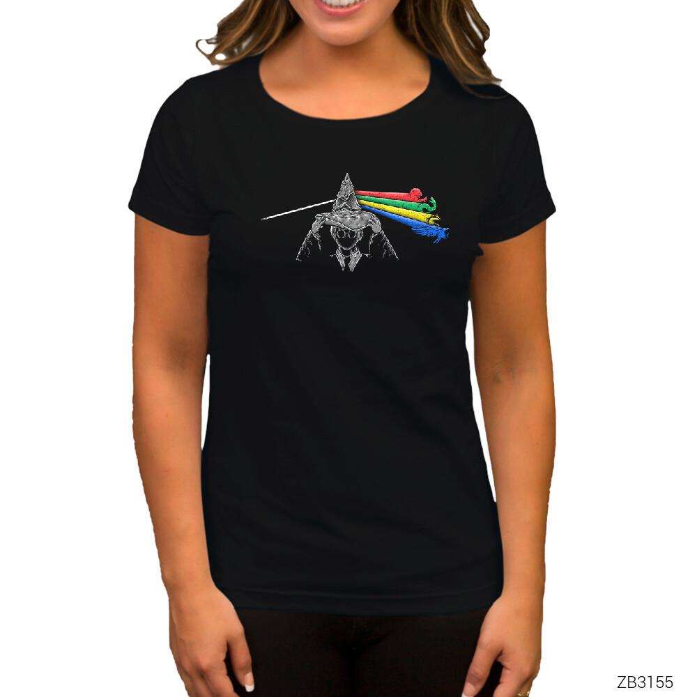 House Side of the Hogwarts Siyah Kadın Tişört